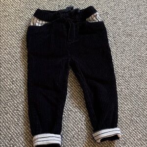 Byrne & Bittle Navy Corduroy Pants with Striped Cuffs